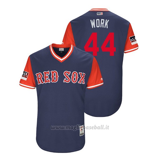 Maglia Baseball Uomo Boston Rosso Sox Brandon Workman 2018 Llws Players Weekend Work Blu